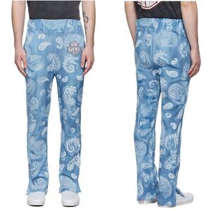 Alchemist Mens Blue‎ Lando Lounge Straight Leg Waffle Knit Paisley Pants Size XL